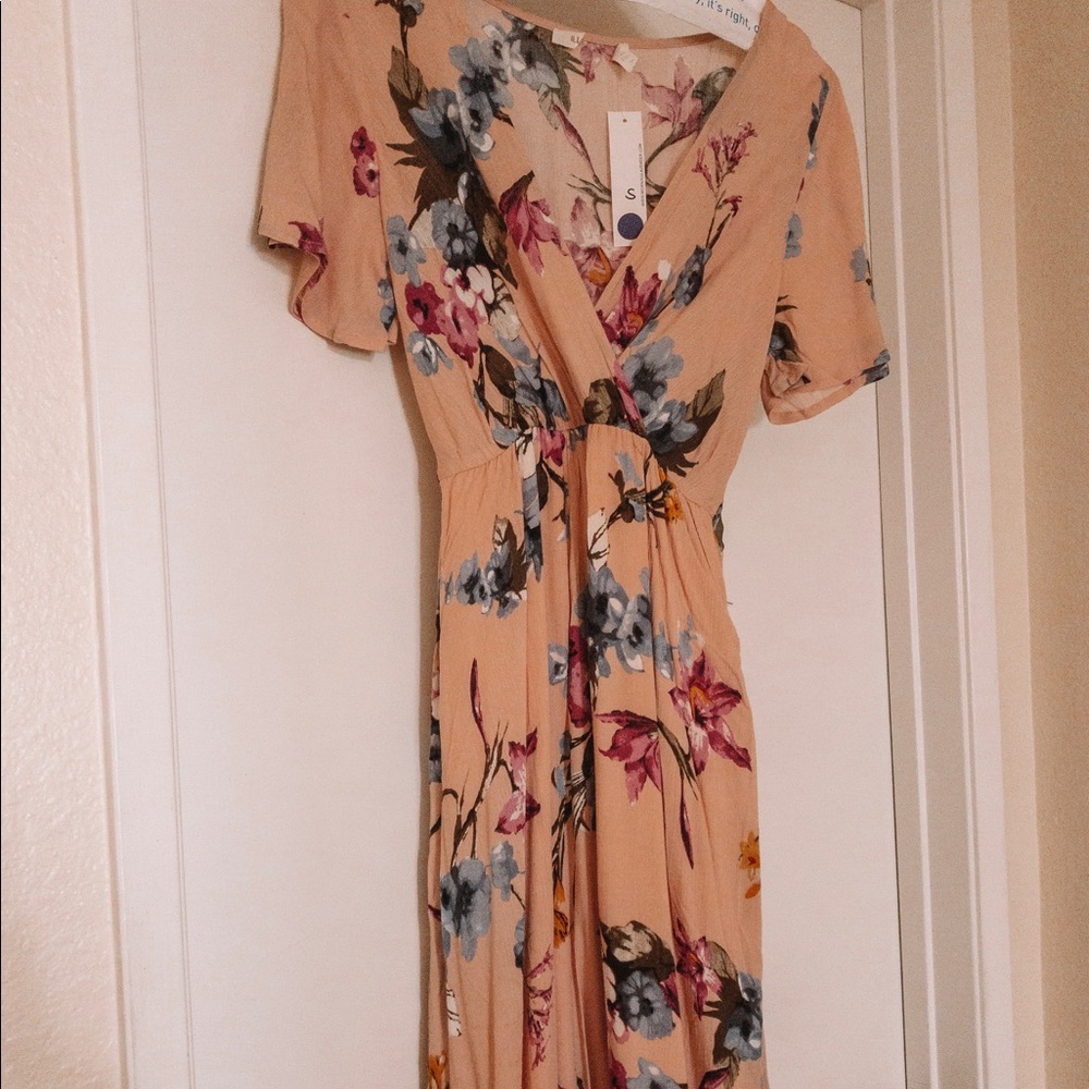 Morning Lavender | Small/ Petite | soft pink/ Blush peach floral dress